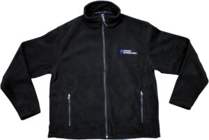 unisex jacket in black color front view